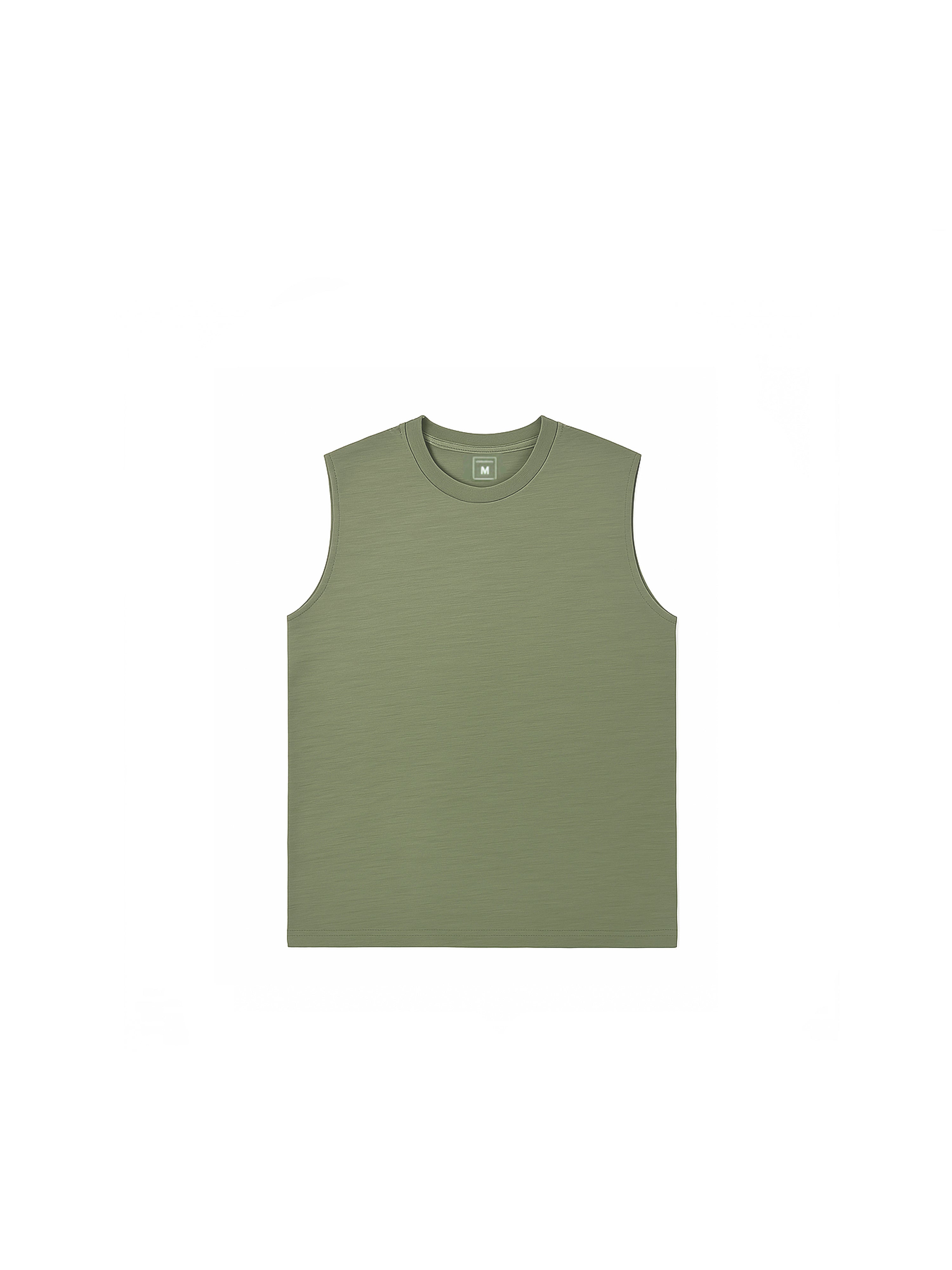 Pigment-Dyed Olive Green Sleeveless