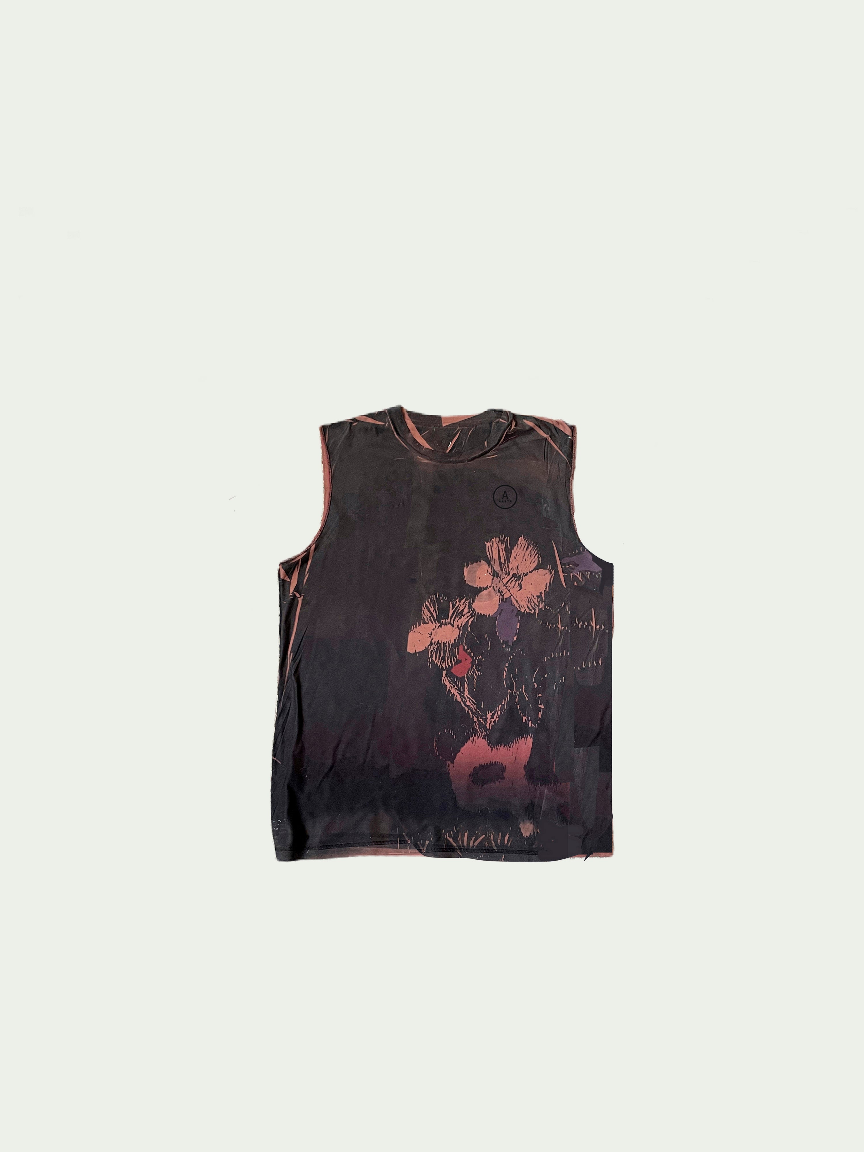 Brown Flower Motif Sleeveless