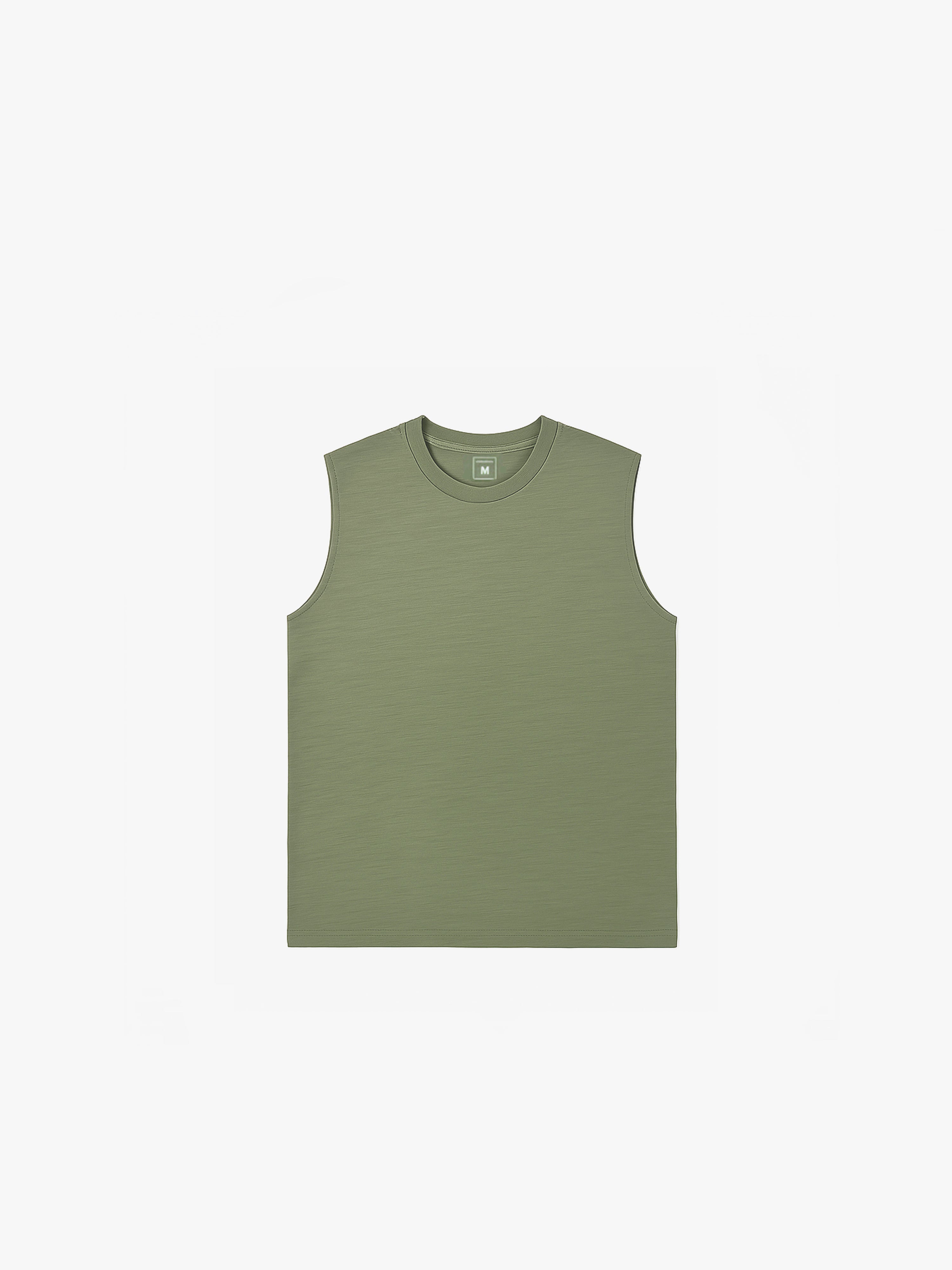 Pigment-Dyed Olive Green Sleeveless