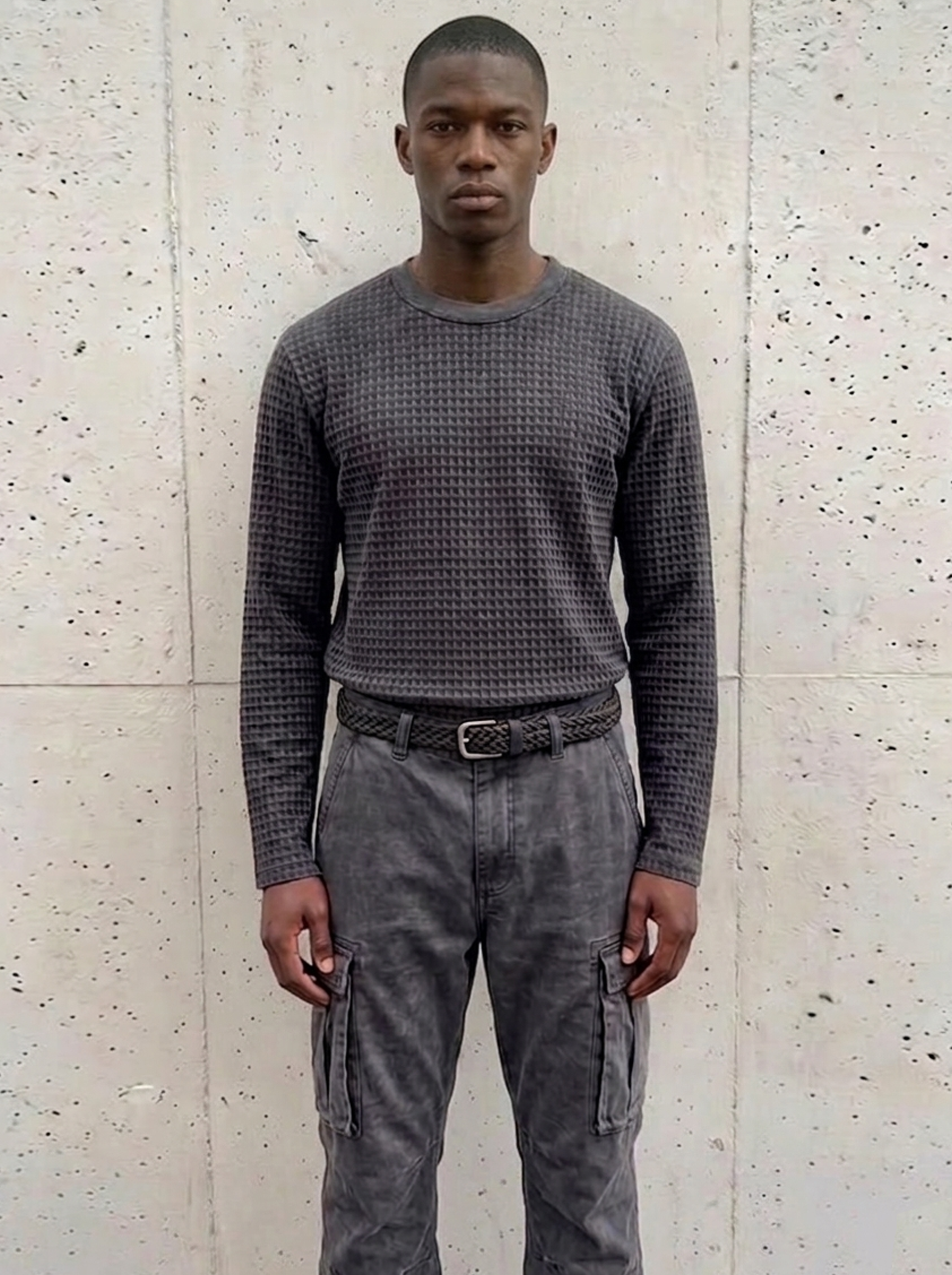 Distressed Houndstooth Purple Long Sleeve