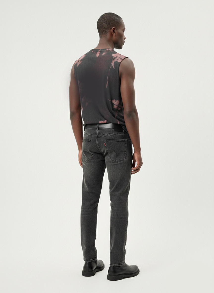 Brown Flower Motif Sleeveless