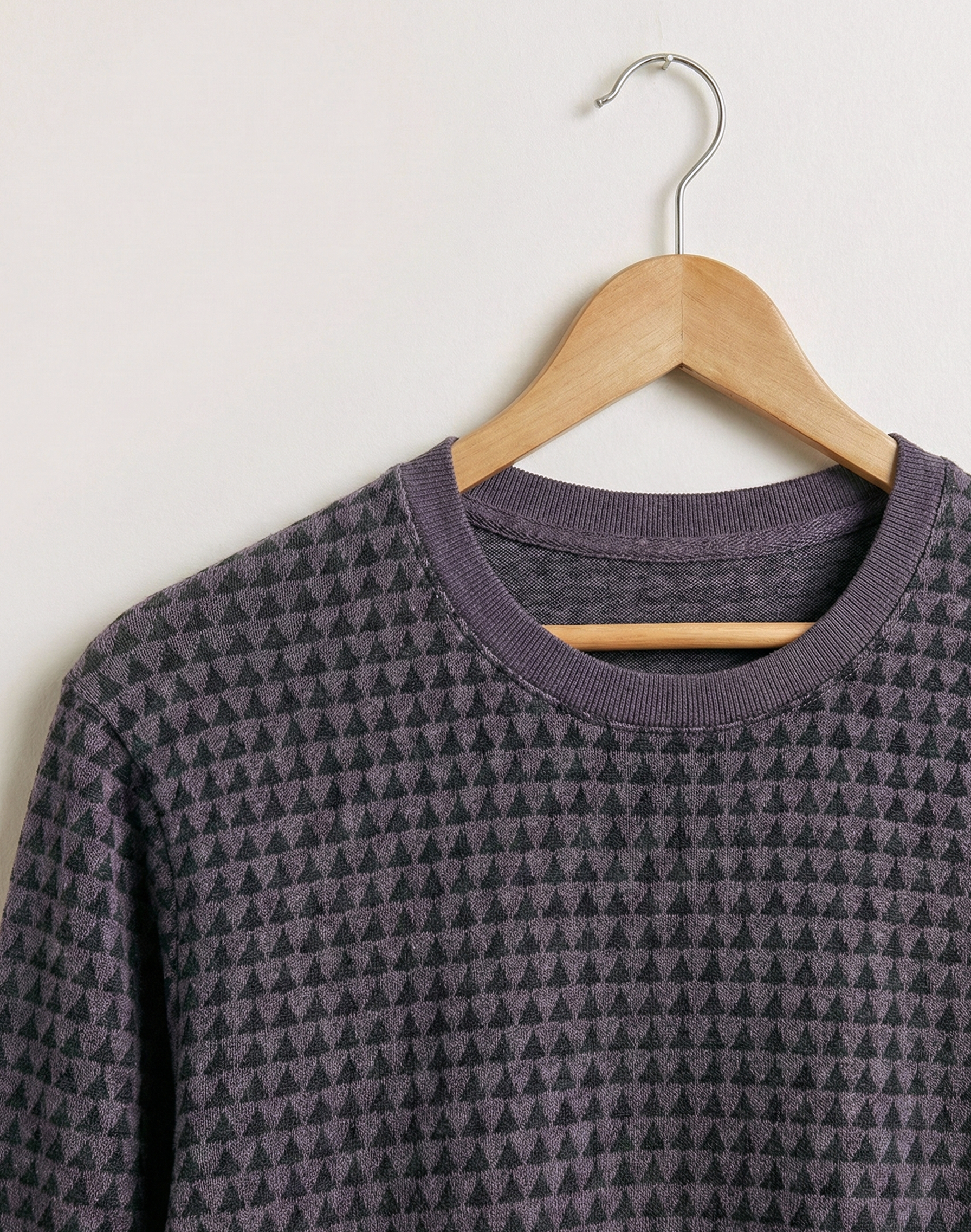 Distressed Houndstooth Purple Long Sleeve