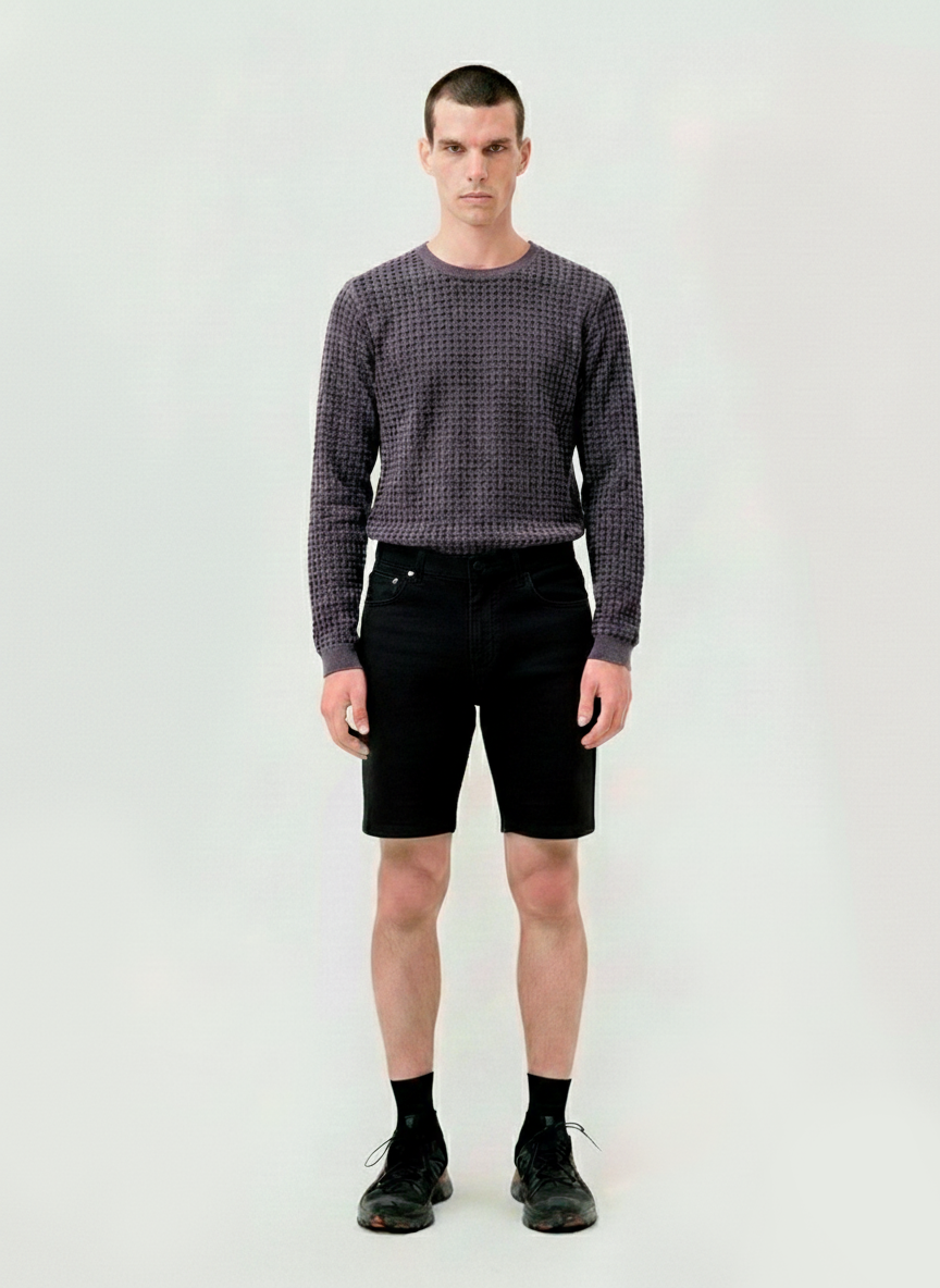 Distressed Houndstooth Purple Long Sleeve