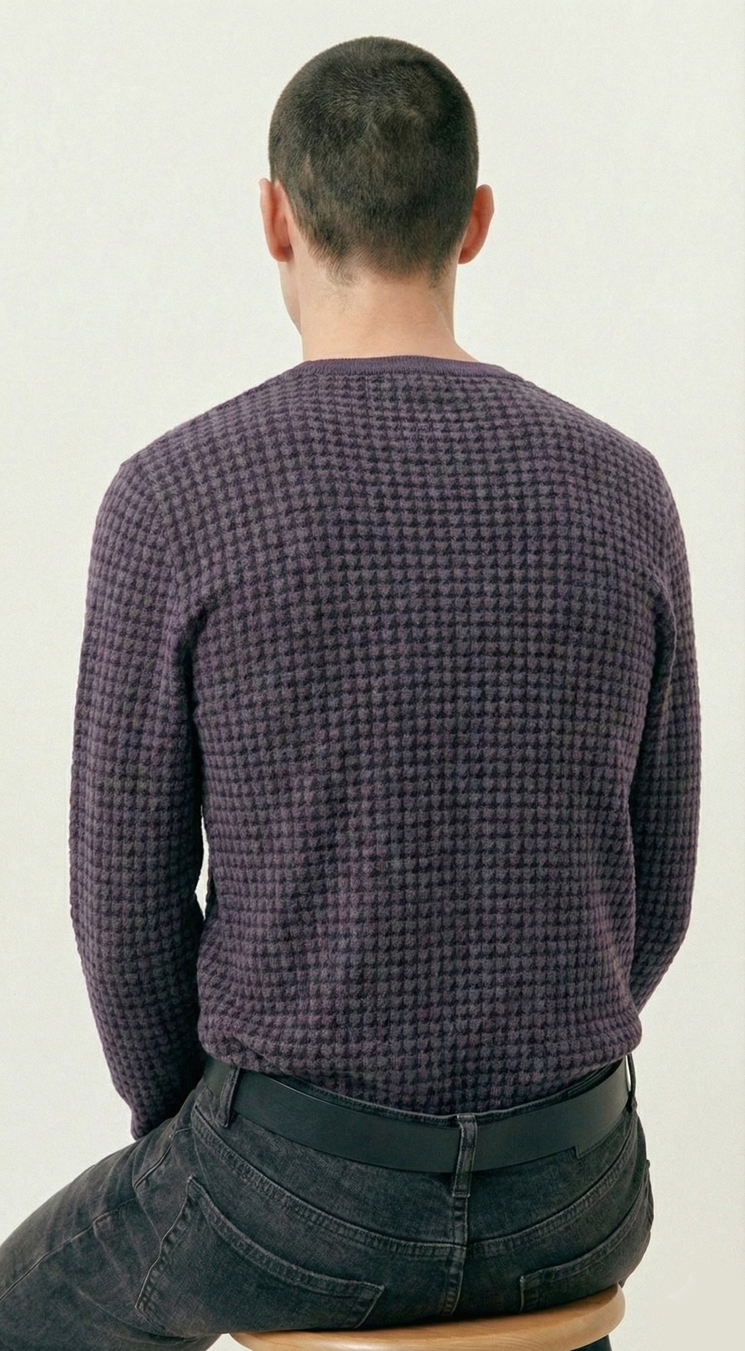 Distressed Houndstooth Purple Long Sleeve